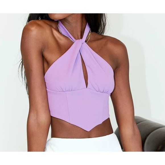 NWT Princess Polly AMIAS TOP PURPLE US Size 8 Women's - Picture 1 of 4